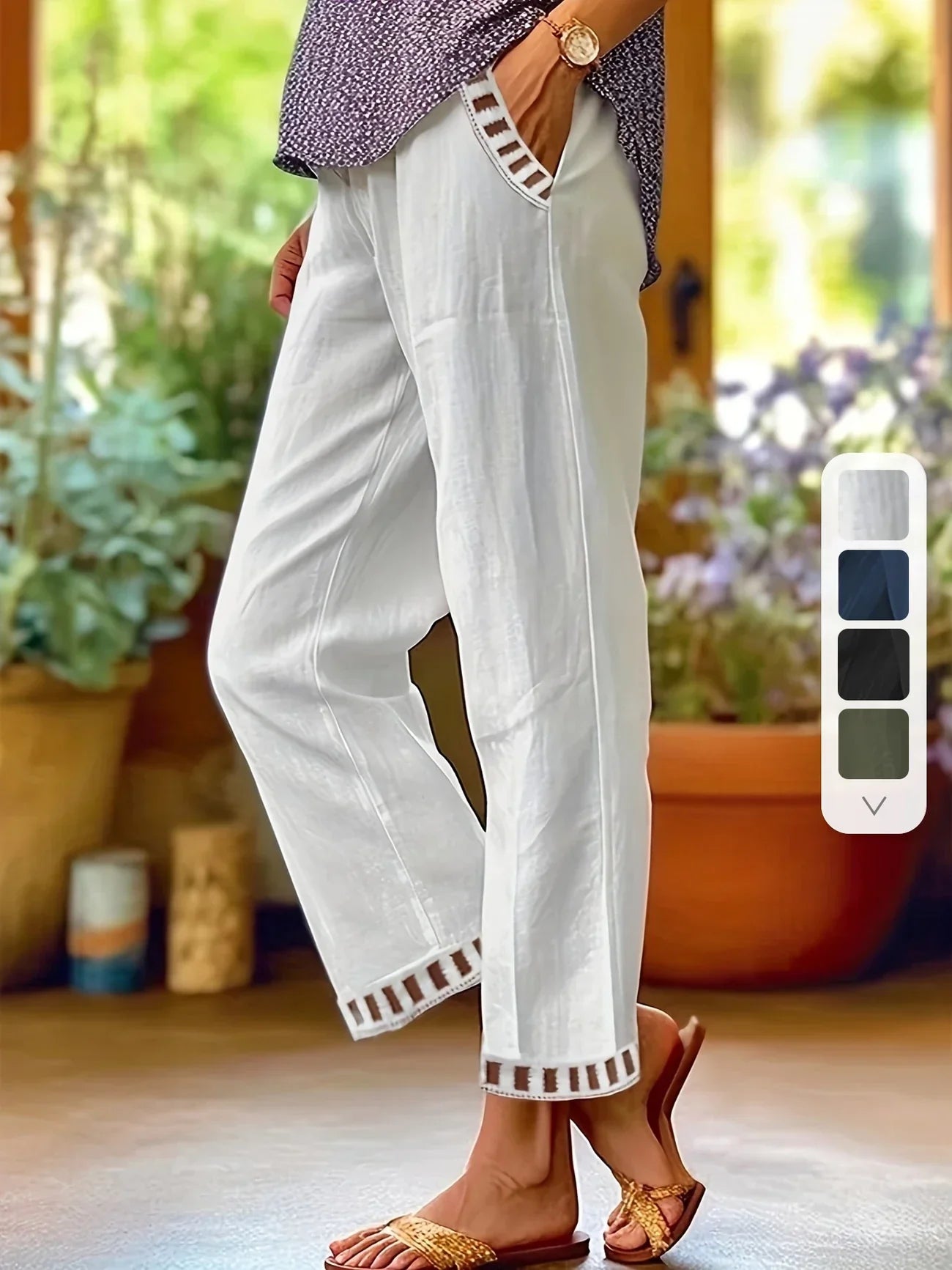 Tracey - Contrasto Trim Cropped Pantaloni