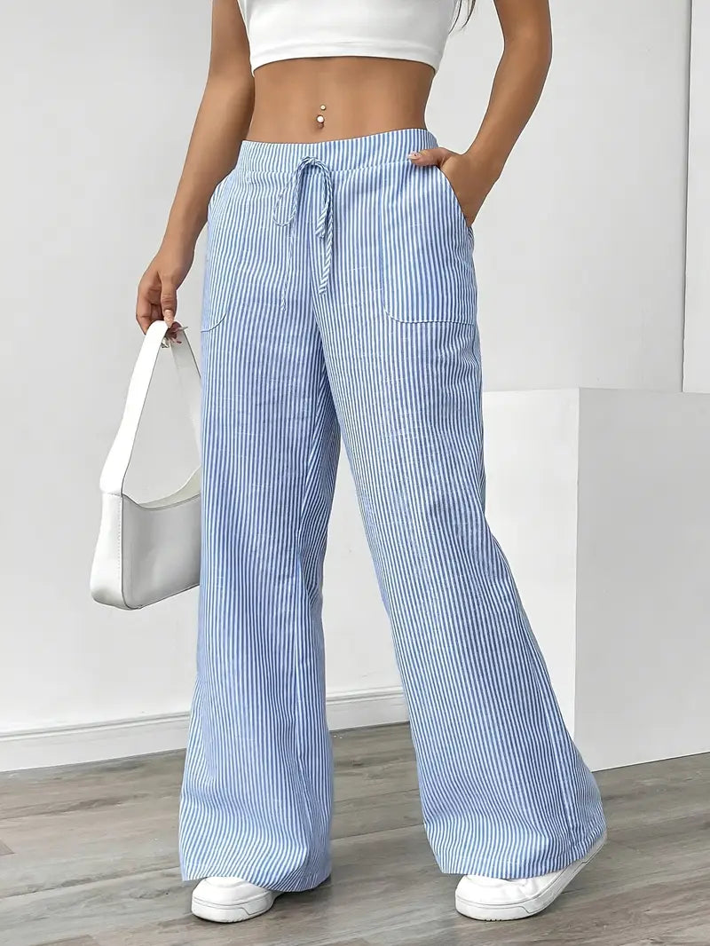 Alina - Elegante Pantalone A Righe Con Tasche