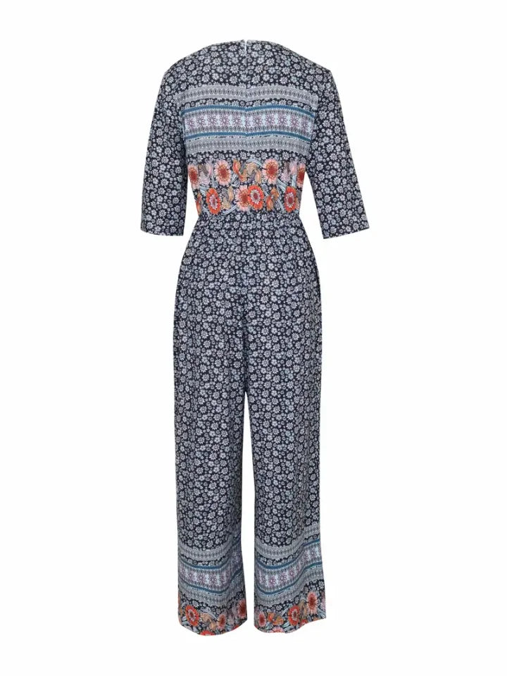 Nerina - Vintage Boho Tuta Con Floreale Stampa