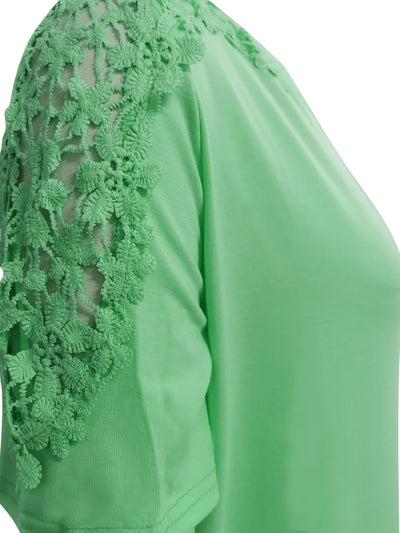 Ancuta - Elegante Maglietta Estiva a Maniche Corte Con Pizzo