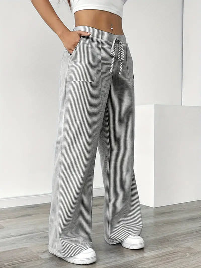 Alina - Elegante Pantalone A Righe Con Tasche