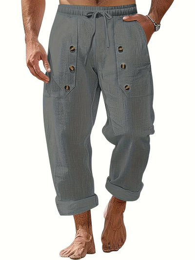 Beslan - Elegante Pantalone A Gamba Dritta Con Bottoni Dorati