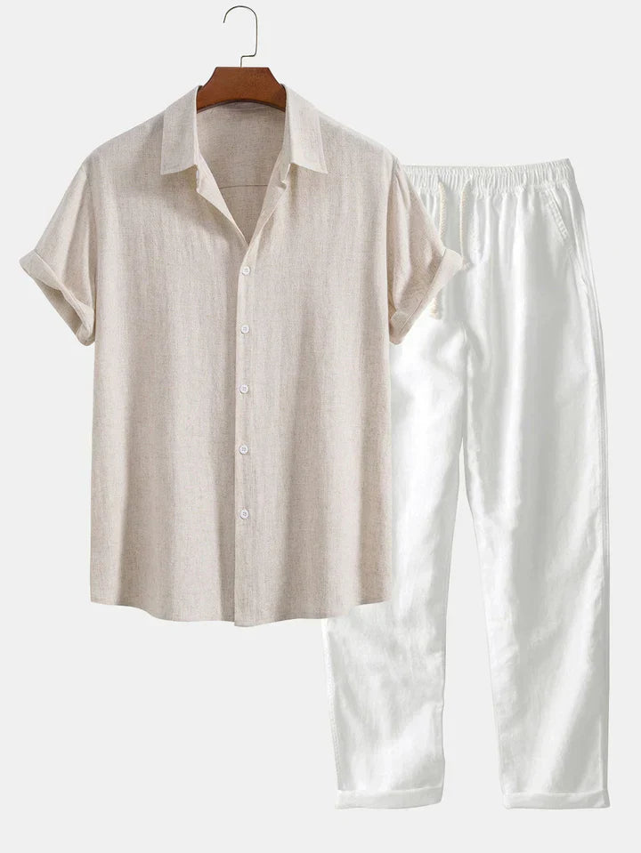Booker - Camicia In Misto Lino Con Pantaloni Dritti