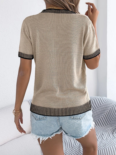 Alethea - Elegante Top Lavorato a Maglia Con Scollo Rotondo e Righe