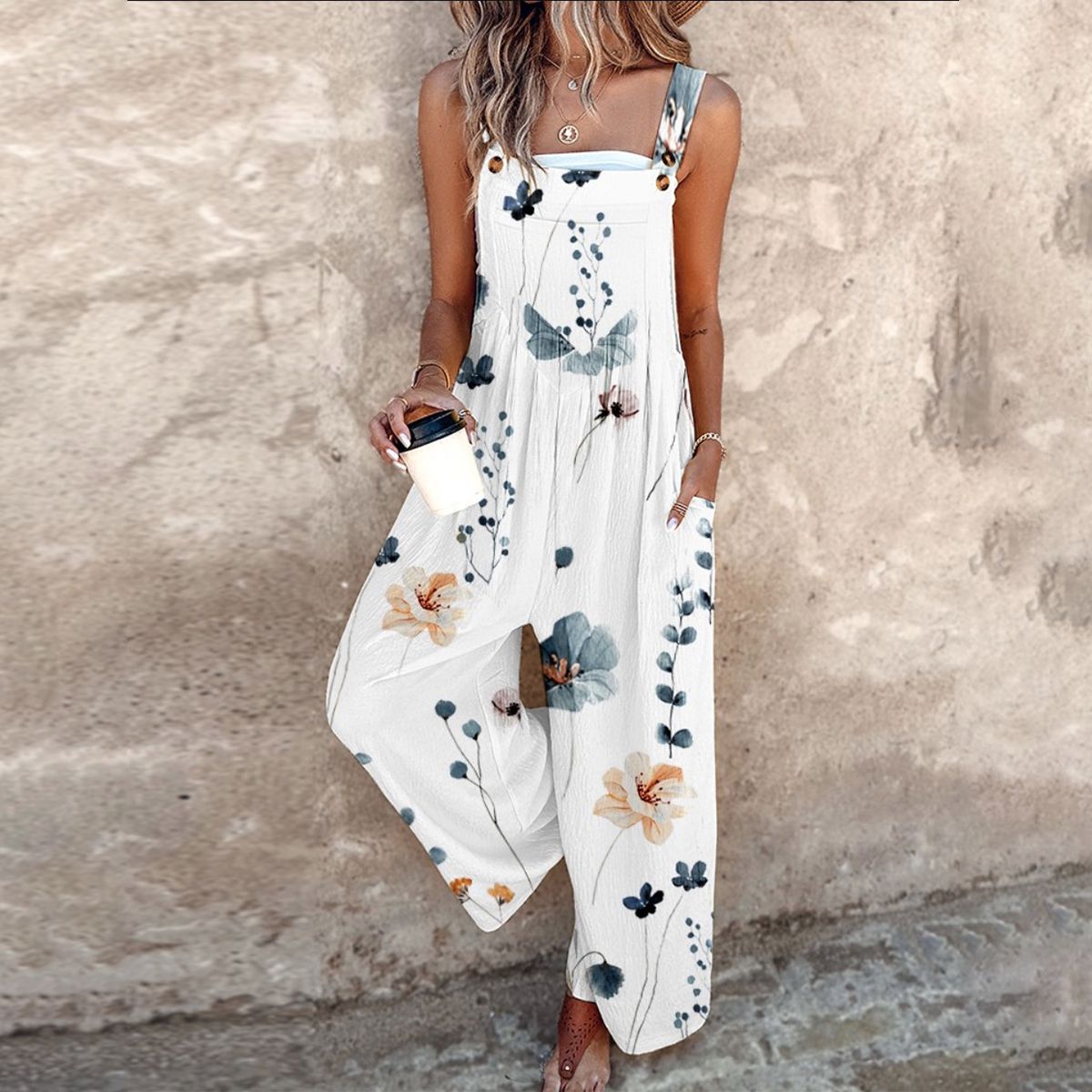 Nerys - Elegante Tuta Senza Maniche Con Stampa Floreale
