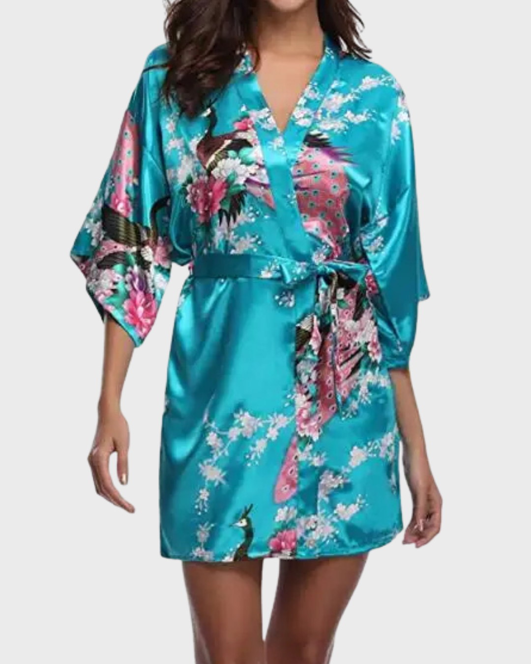FLORA™ | KIMONO CORTO FLOREALE IN RASO