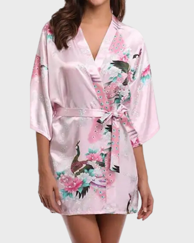 FLORA™ | KIMONO CORTO FLOREALE IN RASO