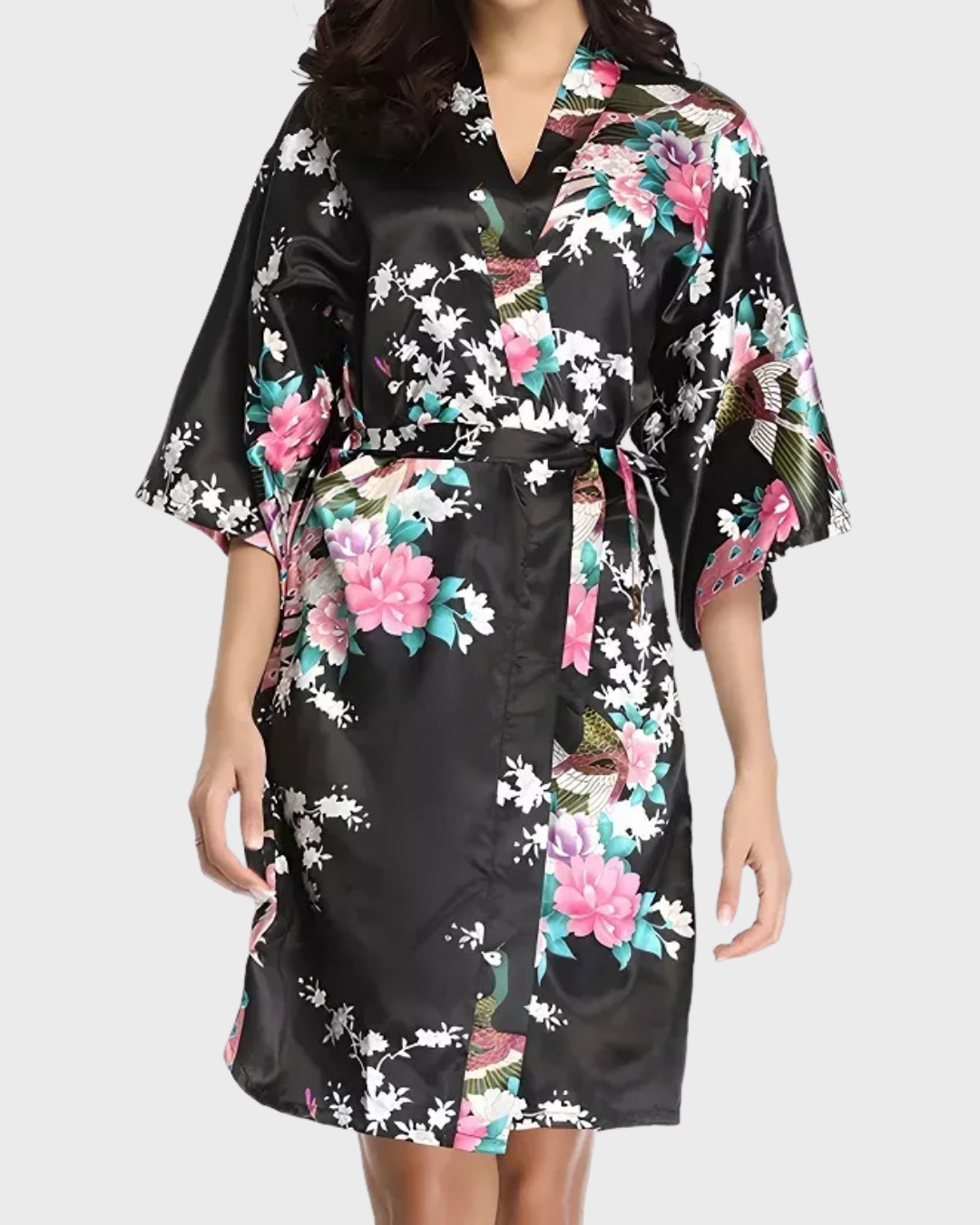 FLORA™ | KIMONO CORTO FLOREALE IN RASO