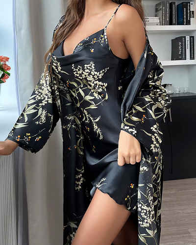 PATRIZIA™ | SET NOTTE IN SETA CON PIZZO