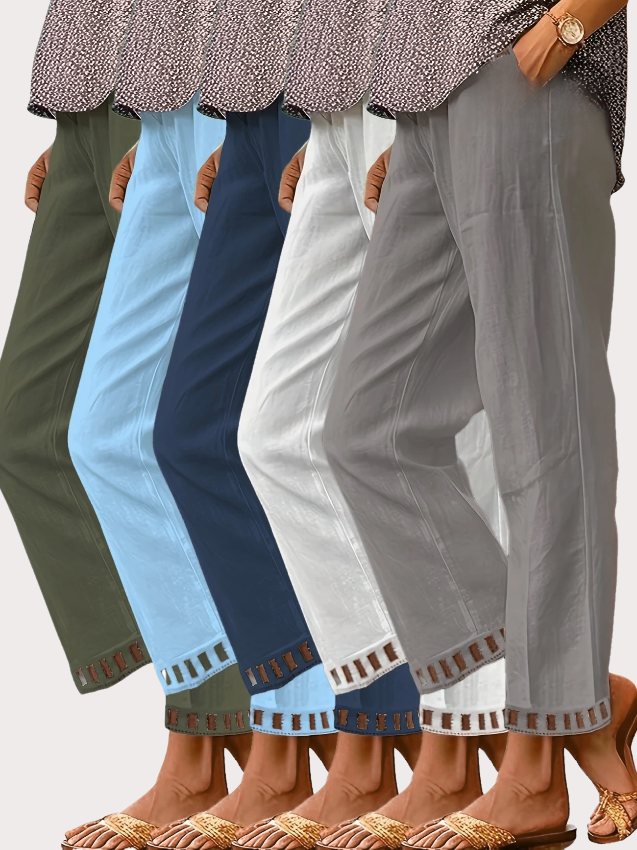 Tracey - Contrasto Trim Cropped Pantaloni