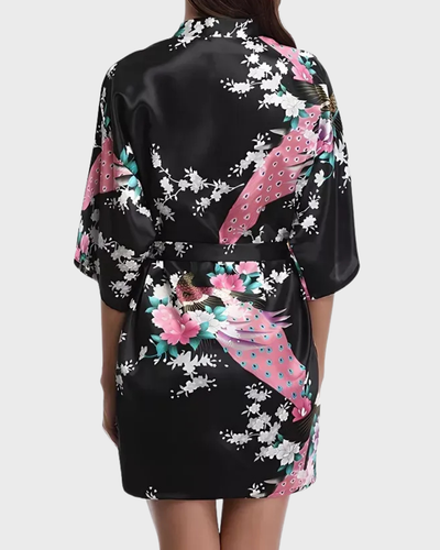 FLORA™ | KIMONO CORTO FLOREALE IN RASO