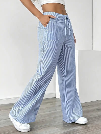 Alina - Elegante Pantalone A Righe Con Tasche