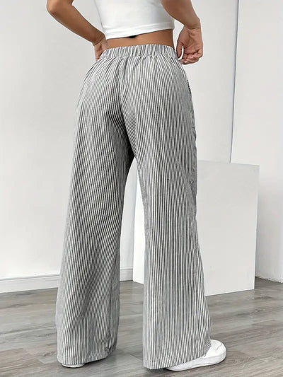 Alina - Elegante Pantalone A Righe Con Tasche