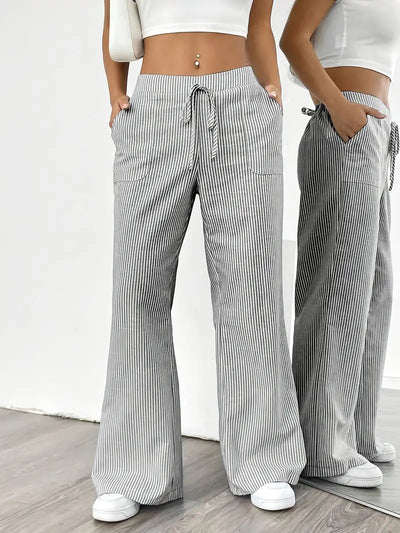 Alina - Elegante Pantalone A Righe Con Tasche