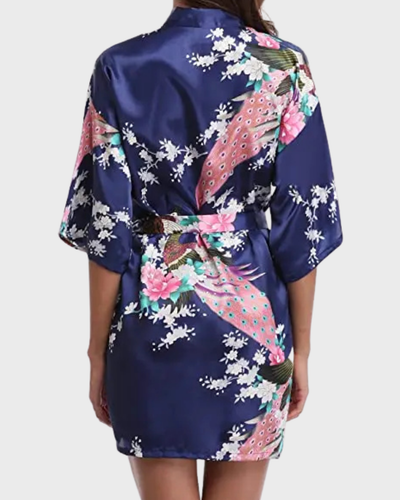 FLORA™ | KIMONO CORTO FLOREALE IN RASO