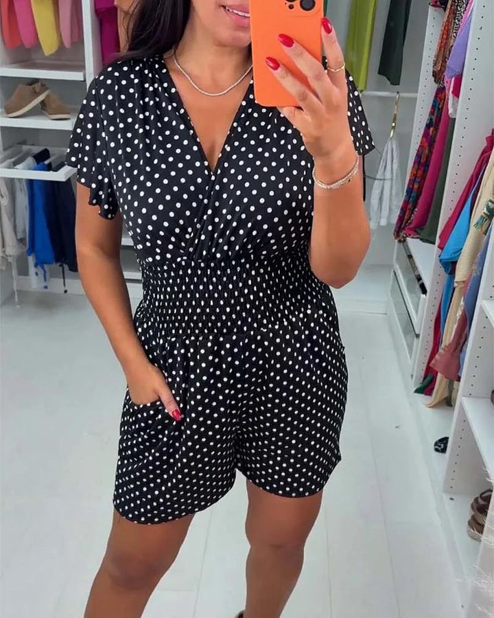 Peyton - Tuta Casuale A Maniche Corte Con Stampa A Pois