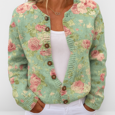 Alina | Cardigan a Maglia Floreale da Donna | Vestibilità Versatile
