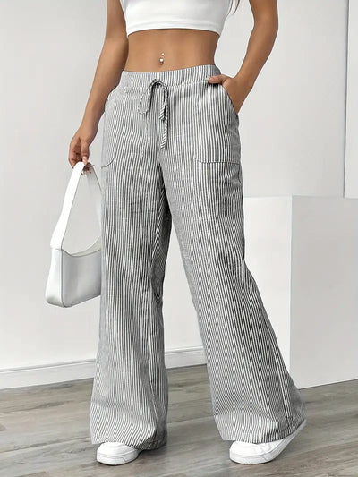 Alina - Elegante Pantalone A Righe Con Tasche