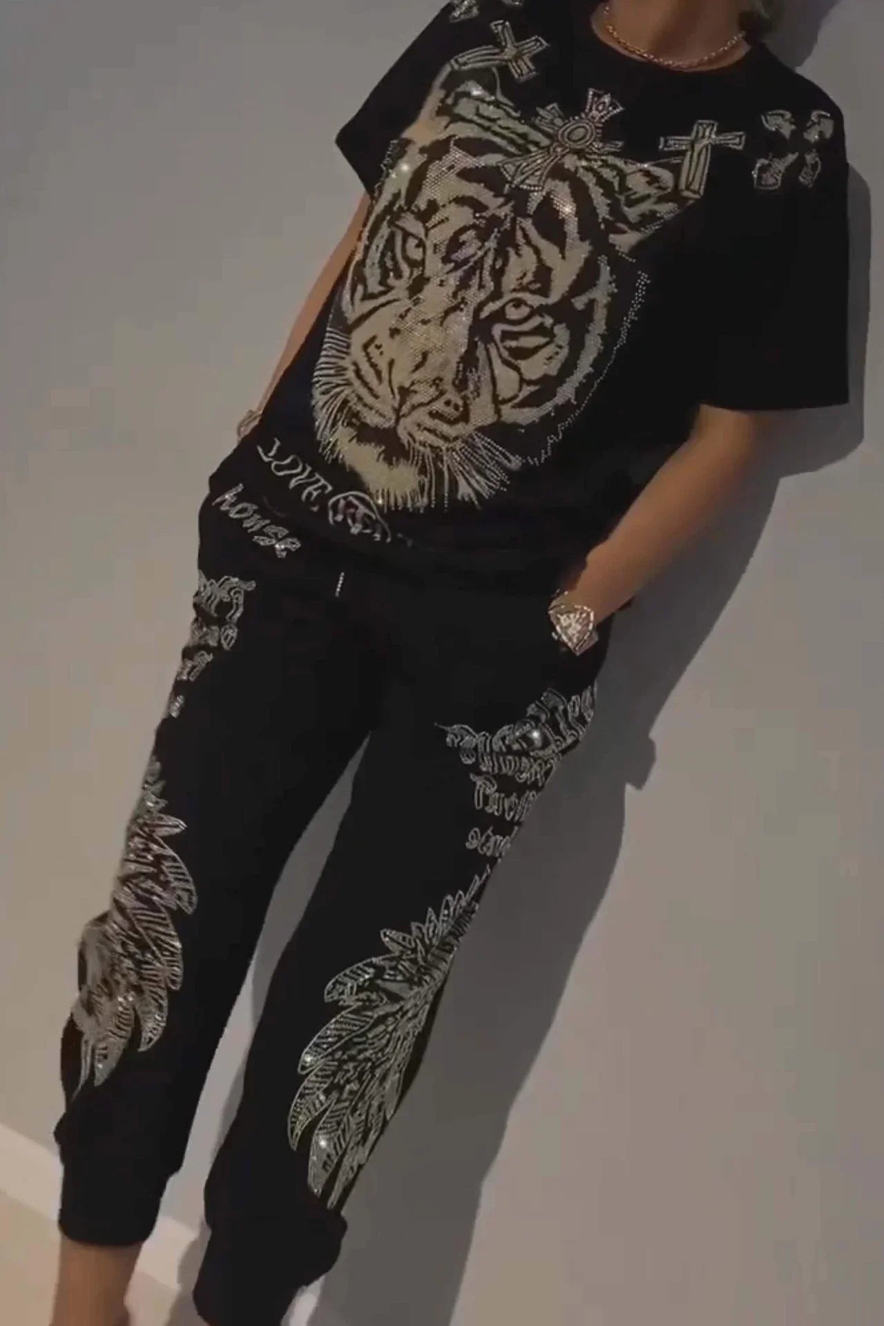 Quinzella - Set Pantaloni e Top Stampati Alla Moda