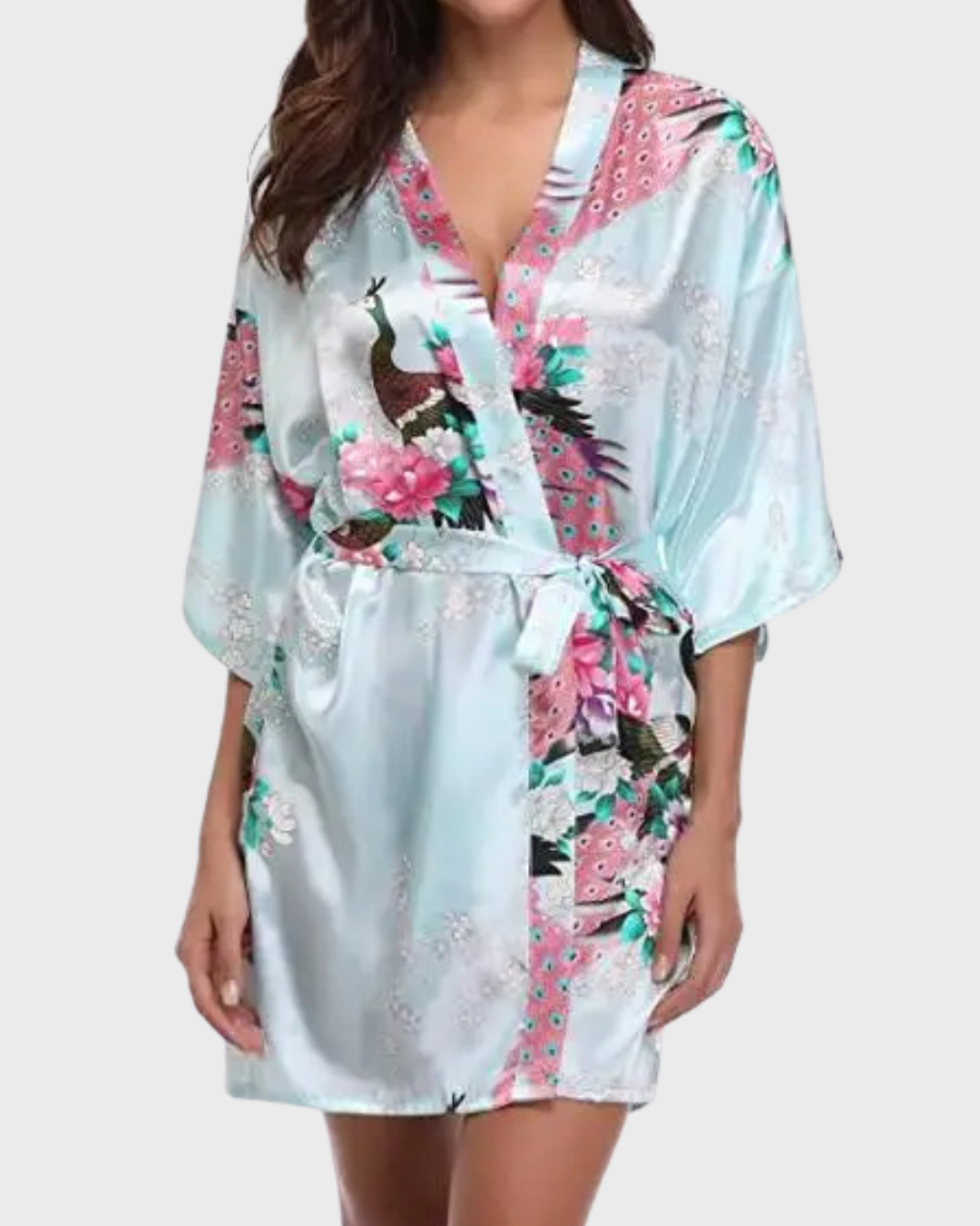 FLORA™ | KIMONO CORTO FLOREALE IN RASO