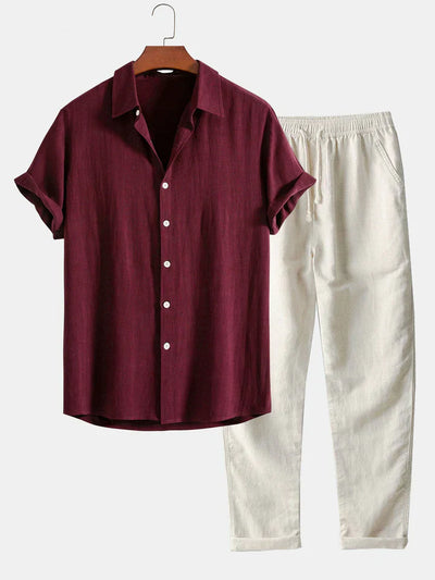 Booker - Camicia In Misto Lino Con Pantaloni Dritti