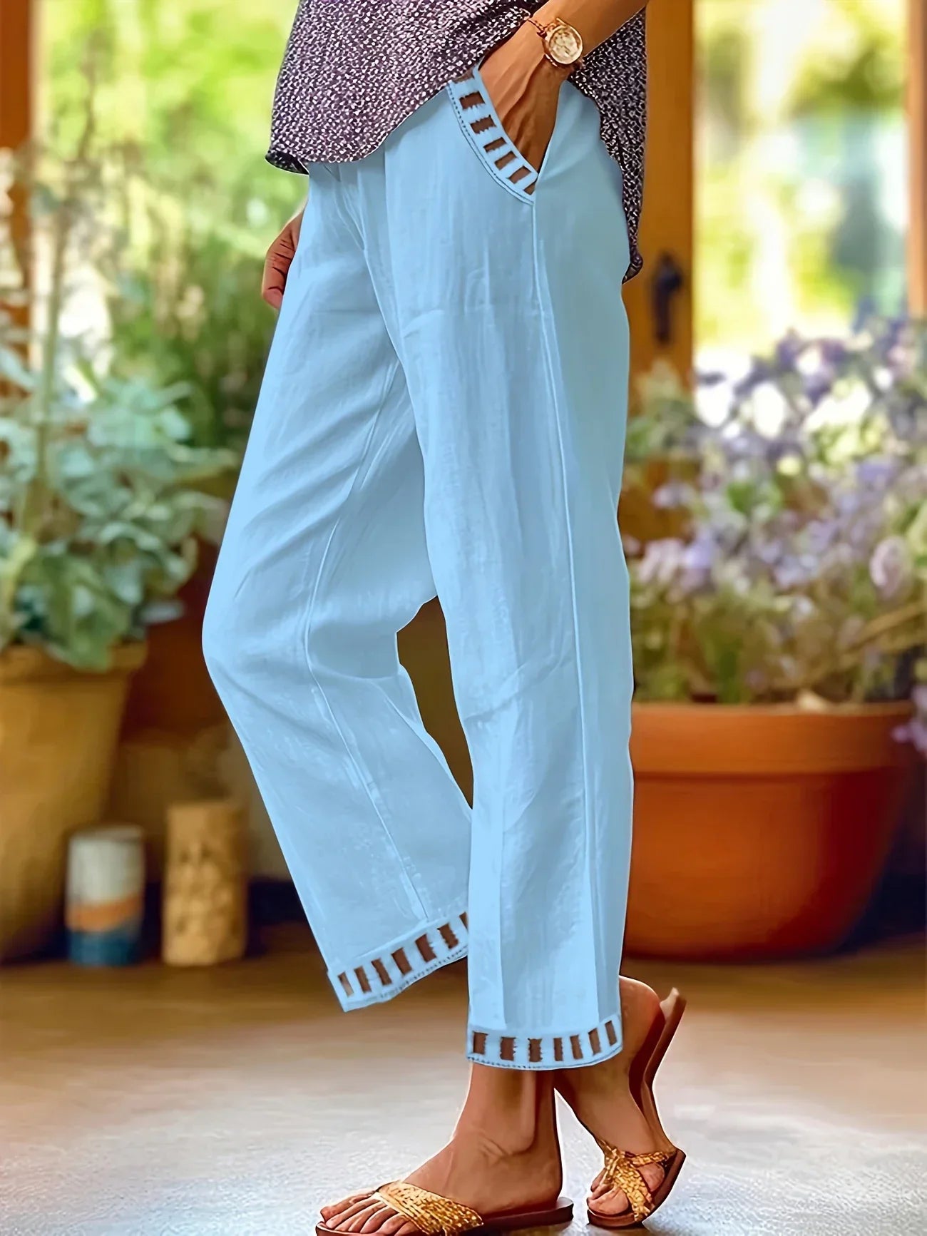 Tracey - Contrasto Trim Cropped Pantaloni