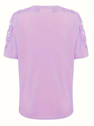 Ancuta - Elegante Maglietta Estiva a Maniche Corte Con Pizzo