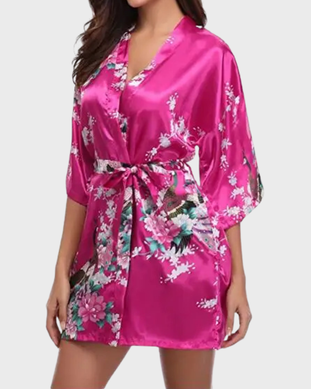 FLORA™ | KIMONO CORTO FLOREALE IN RASO