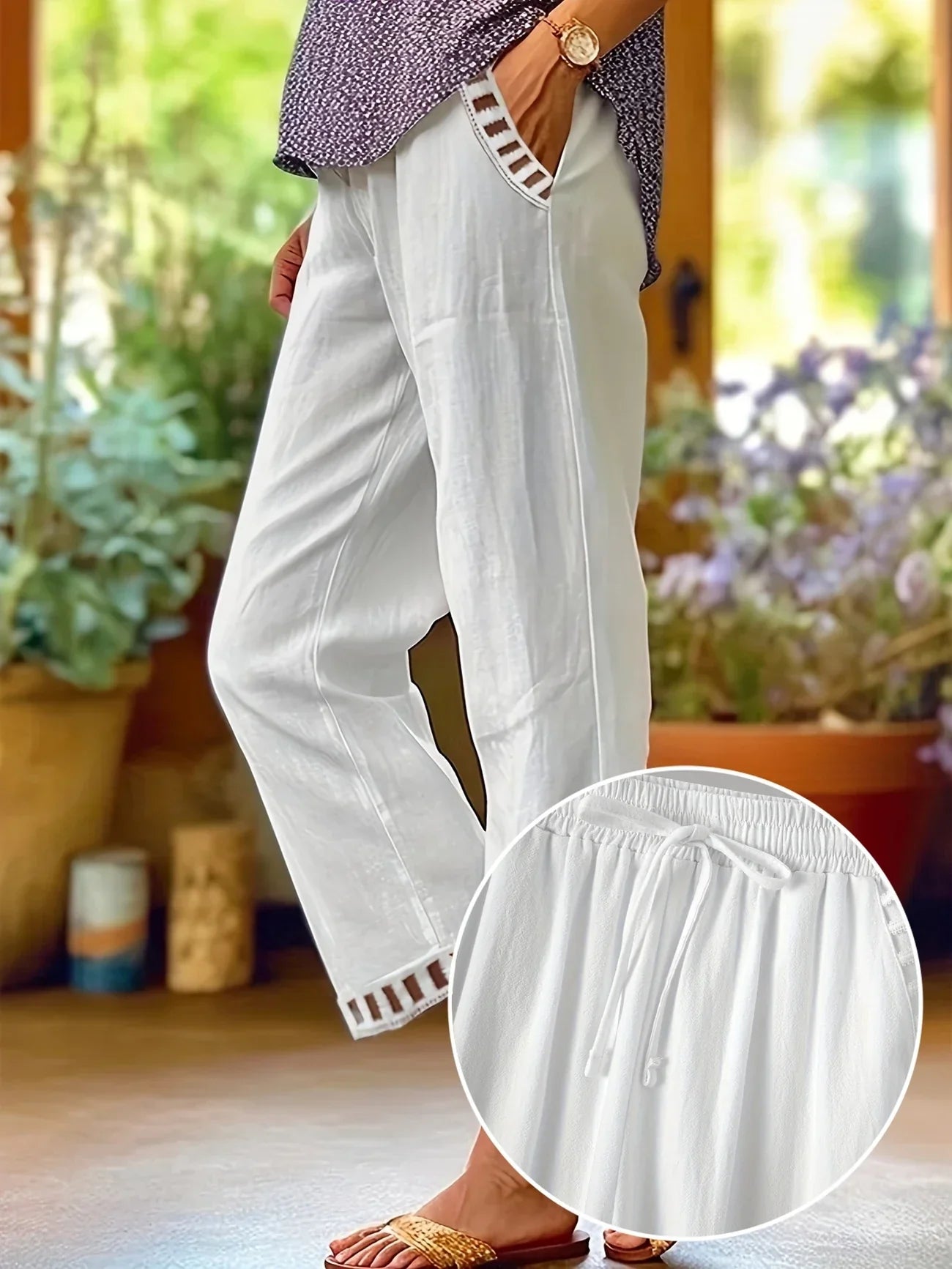 Tracey - Contrasto Trim Cropped Pantaloni