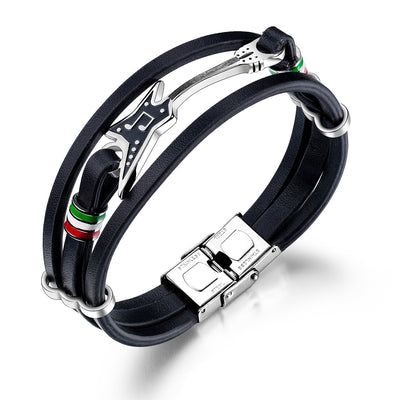 Nebil - Bracciale Unico fatto a mano in Pelle di Alta Qualità