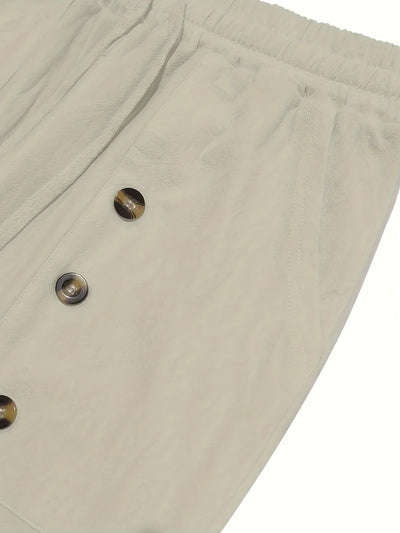 Beslan - Elegante Pantalone A Gamba Dritta Con Bottoni Dorati