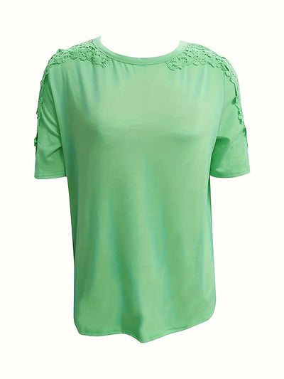 Ancuta - Elegante Maglietta Estiva a Maniche Corte Con Pizzo