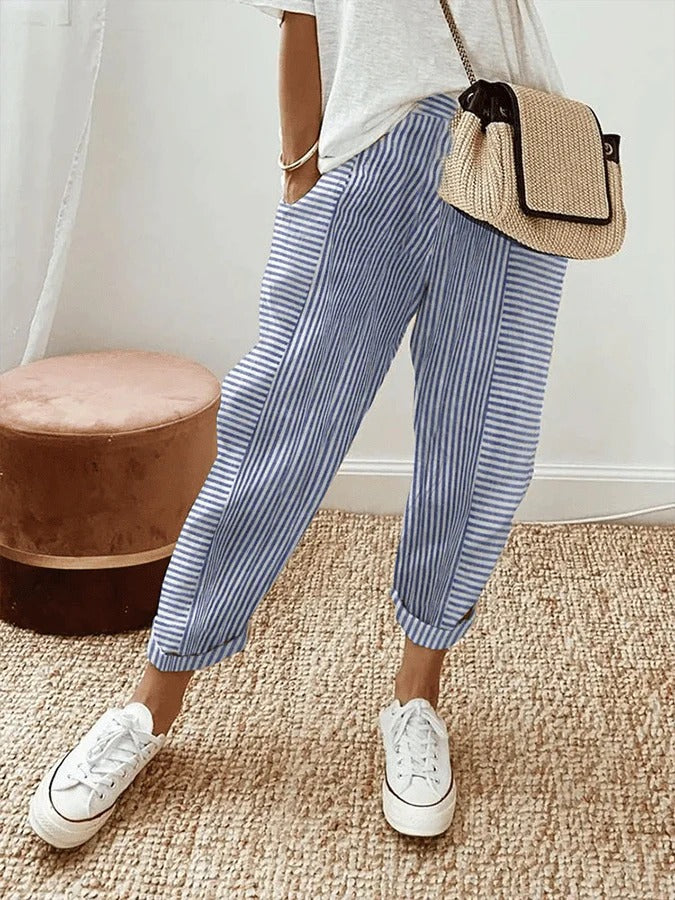 Margherita™ - Comodi Pantaloni a Righe in Cotone