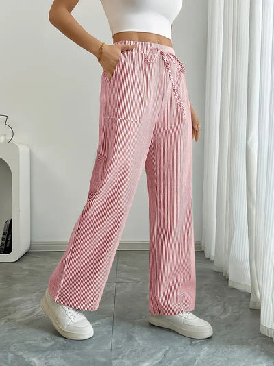 Alina - Elegante Pantalone A Righe Con Tasche