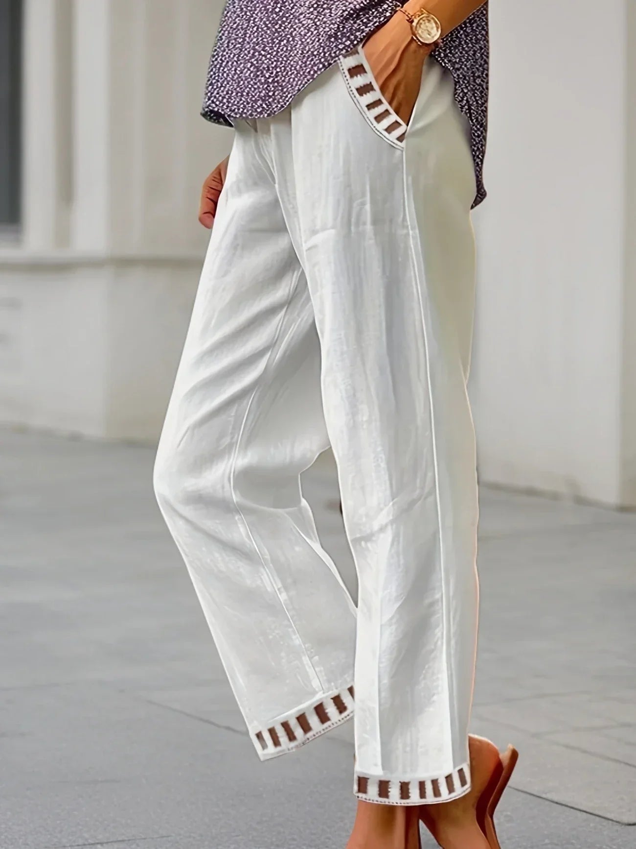 Tracey - Contrasto Trim Cropped Pantaloni