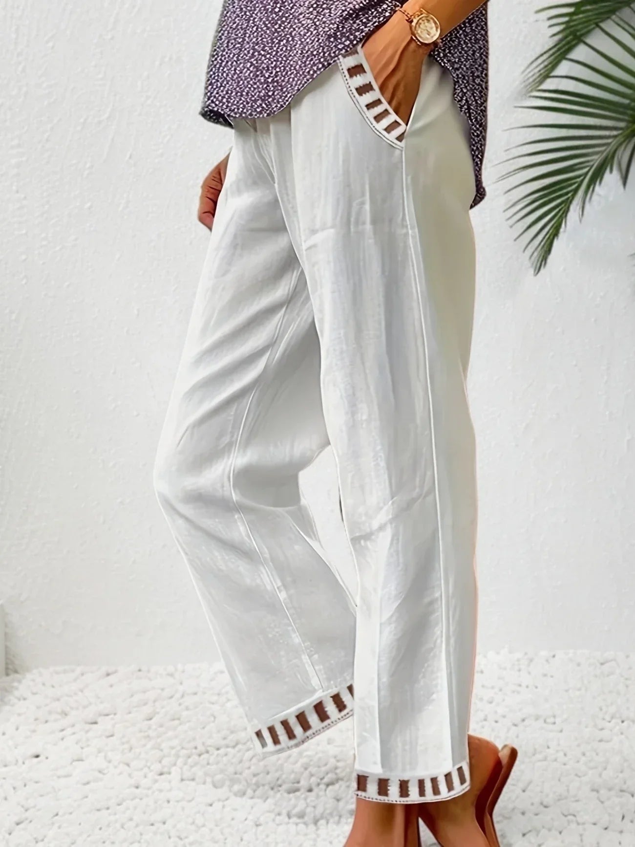 Tracey - Contrasto Trim Cropped Pantaloni