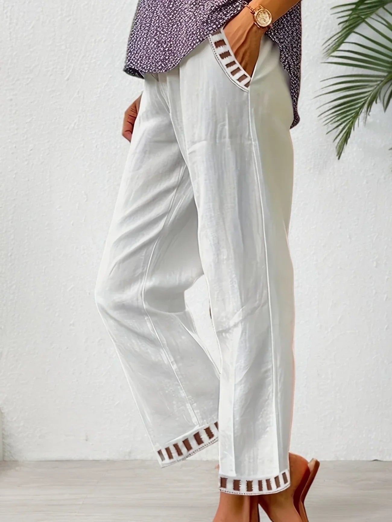 Tracey - Contrasto Trim Cropped Pantaloni