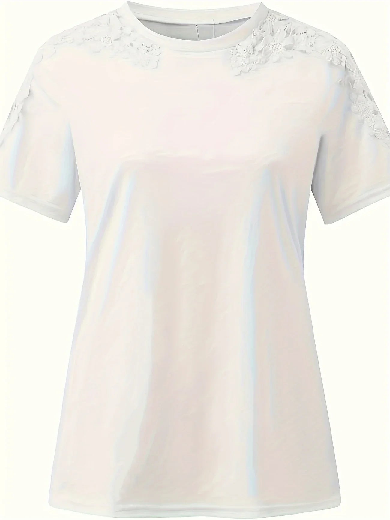 Ancuta - Elegante Maglietta Estiva a Maniche Corte Con Pizzo