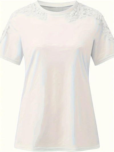 Ancuta - Elegante Maglietta Estiva a Maniche Corte Con Pizzo