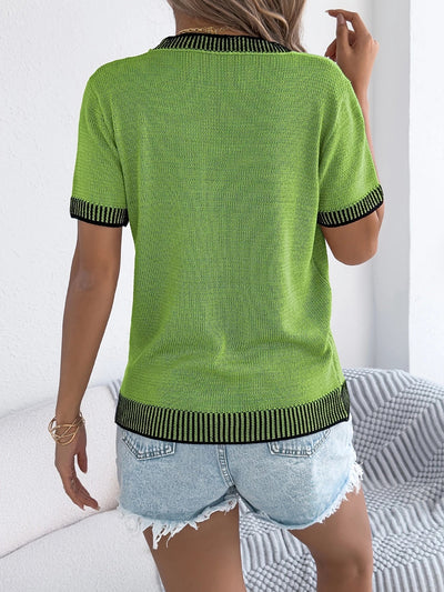 Alethea - Elegante Top Lavorato a Maglia Con Scollo Rotondo e Righe