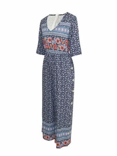 Nerina - Vintage Boho Tuta Con Floreale Stampa