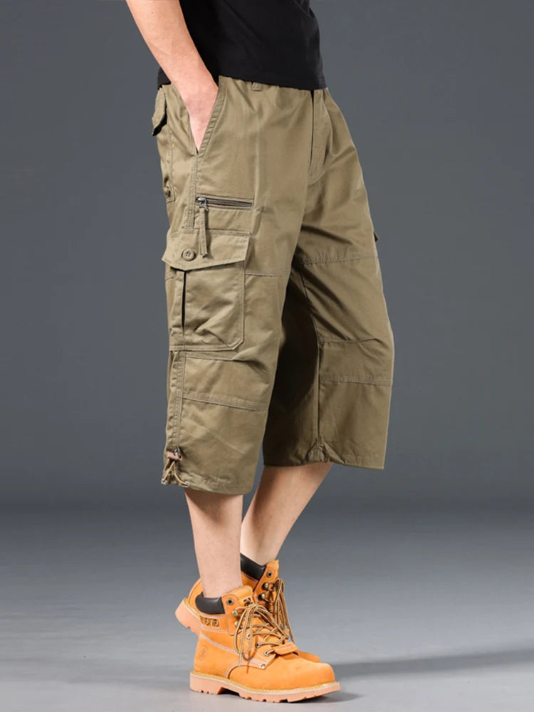 Esman - Pantaloncini Cargo con Elastico in Vita