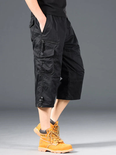 Esman - Pantaloncini Cargo con Elastico in Vita