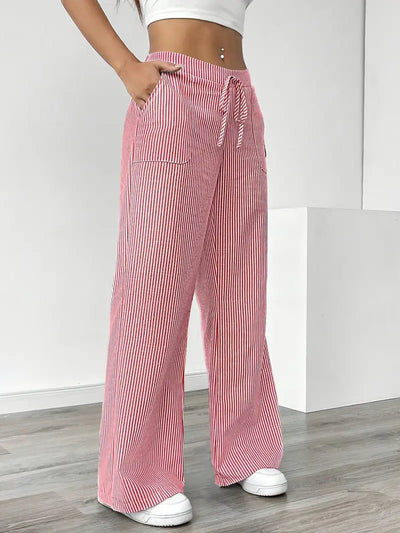 Alina - Elegante Pantalone A Righe Con Tasche