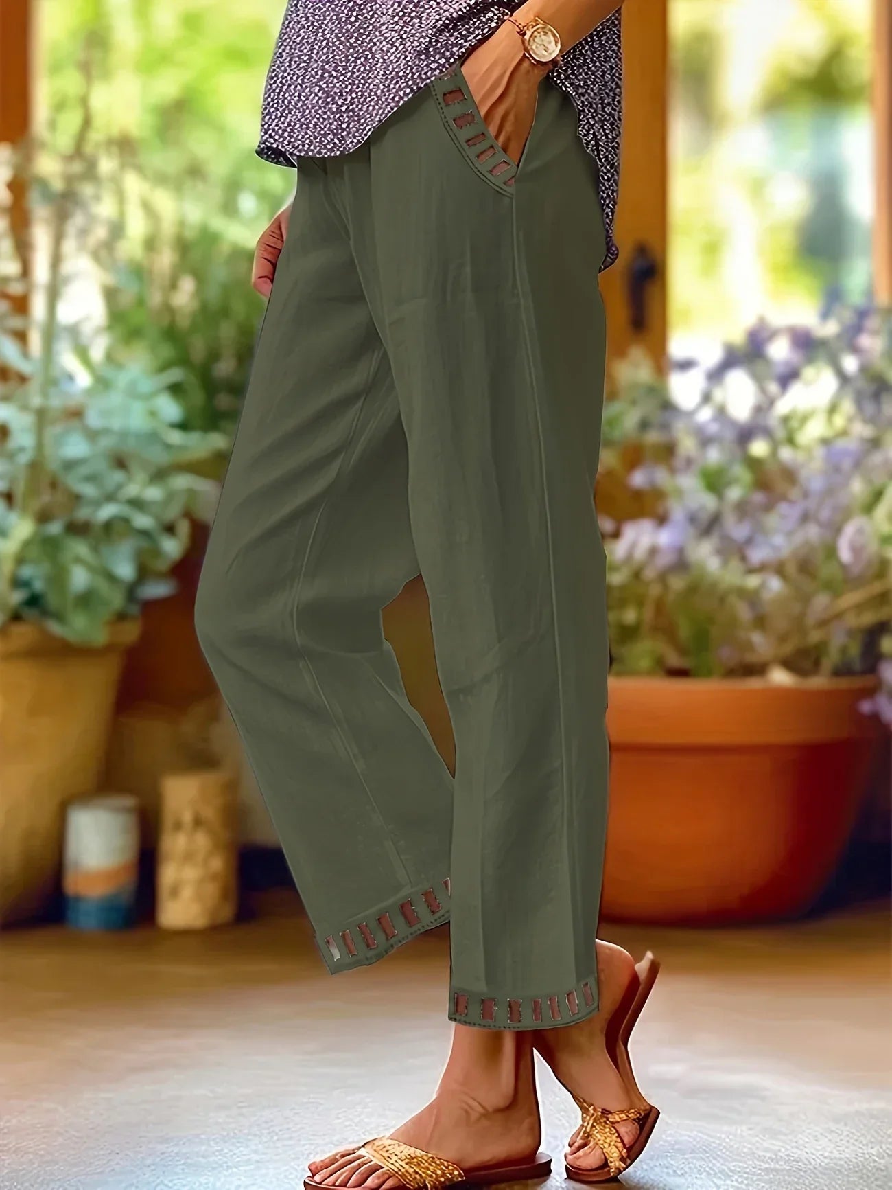 Tracey - Contrasto Trim Cropped Pantaloni