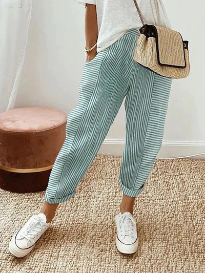 Margherita™ - Comodi Pantaloni a Righe in Cotone