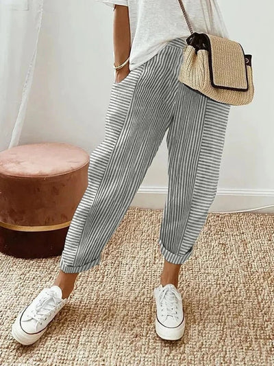 Margherita™ - Comodi Pantaloni a Righe in Cotone