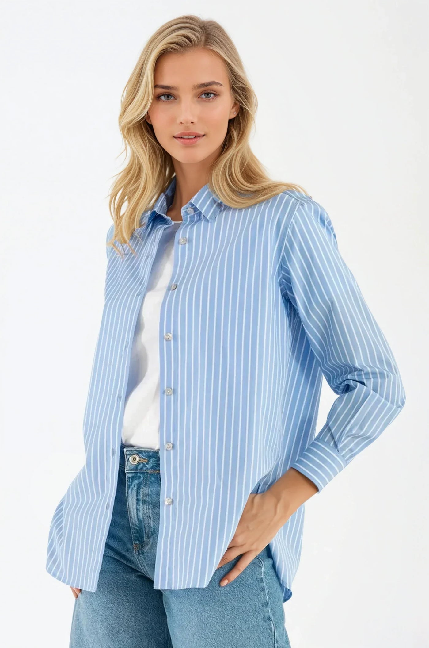 Camicia a Righe Azzurra in Cotone Stilovera™