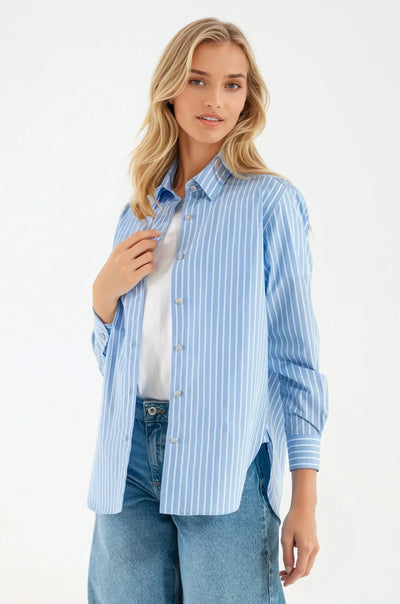 Camicia a Righe Azzurra in Cotone Stilovera™