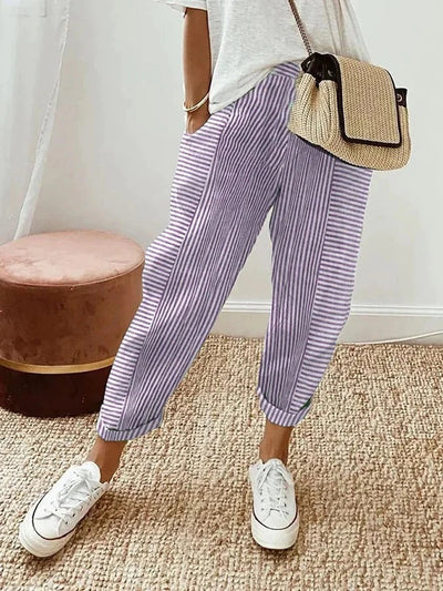 Margherita™ - Comodi Pantaloni a Righe in Cotone
